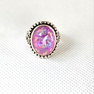 Vintage Sarda Pink Lotus Opal Quartz Ring Size 7!